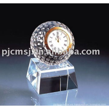 Reloj cristalino hermoso de la bola de golf del reloj cristalino del reloj cristalino de la tabla del reloj de tabla de 2015